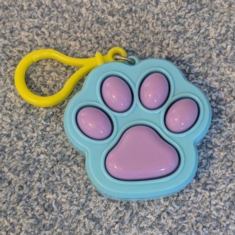 Five Below Cat Paw Critter Clicker Blue Purple Novelty Keychain Fidget Toy